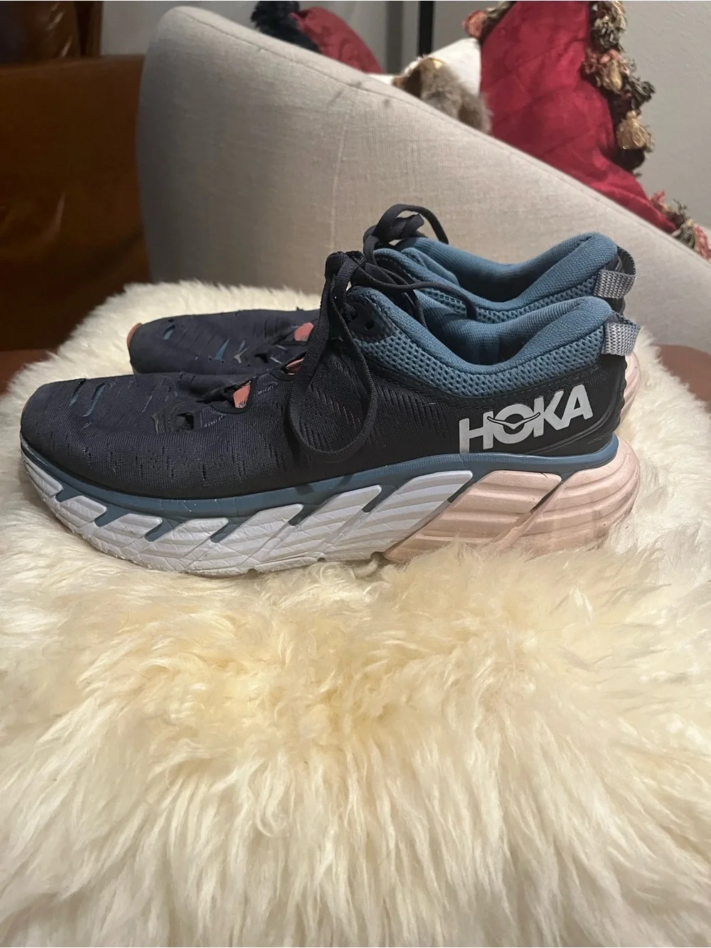 Hoka Navy and Pink Athletic Sneakers